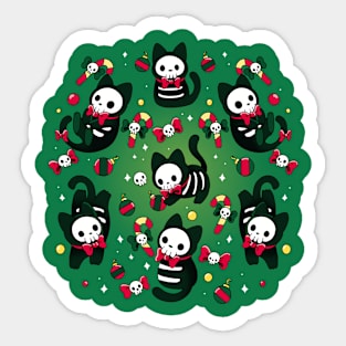 Creepy Xmas Kittens Sticker